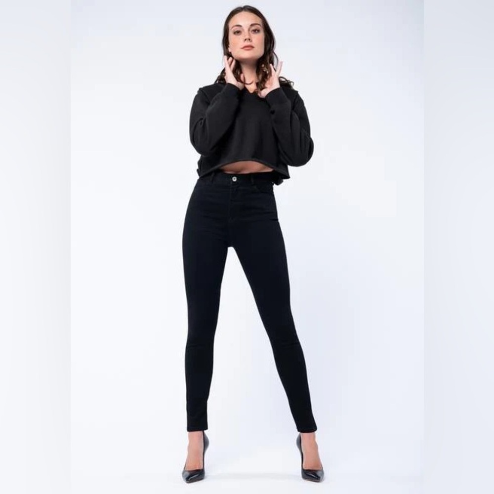 Parasuco Women's High Rise Skinny Leg Black Jeans 10
